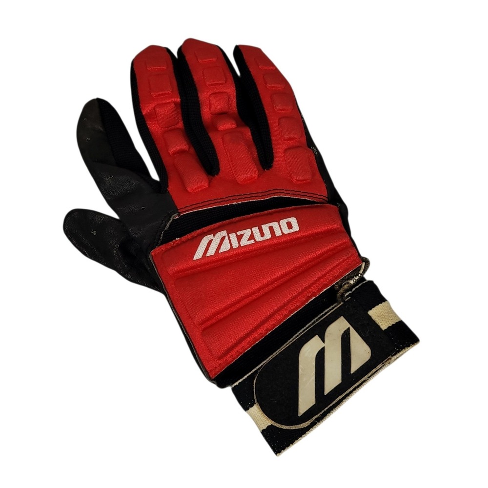 Vintage Mizuno Techfire Pro Batting Glove RH Adult Large Baseball Black Red